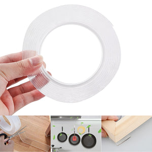 Transparent magic nano-tape washable reusable double-sided