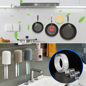 Transparent magic nano-tape washable reusable double-sided
