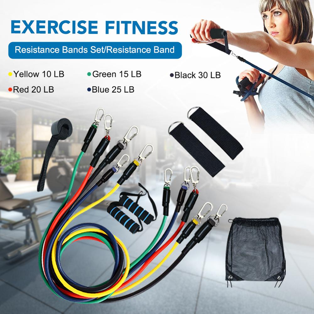 11pcs Pull Rope Fitness Exercises Resistance Bands Set
