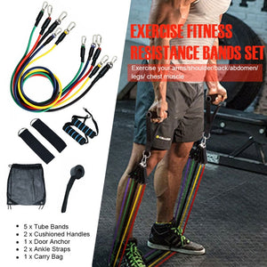 11pcs Pull Rope Fitness Exercises Resistance Bands Set