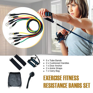 11pcs Pull Rope Fitness Exercises Resistance Bands Set