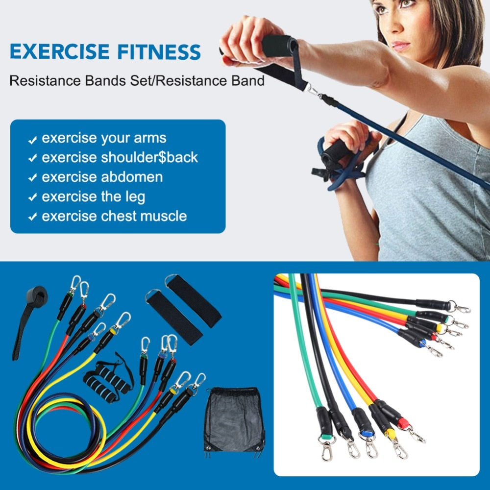 11pcs Pull Rope Fitness Exercises Resistance Bands Set