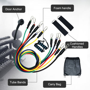 11pcs Pull Rope Fitness Exercises Resistance Bands Set