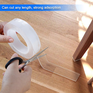 Transparent magic nano-tape washable reusable double-sided